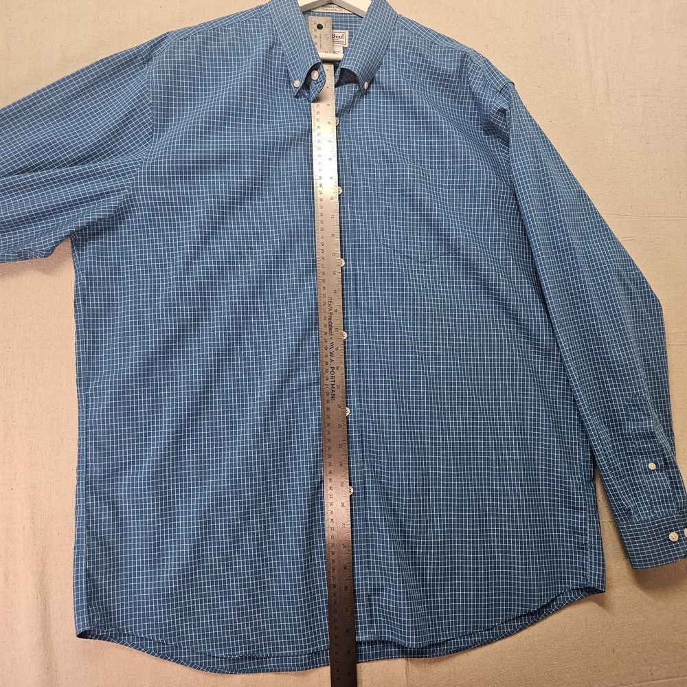 LL Bean Shirt Mens Blue XL Wrinkle Resistant Oxford Check Traditional Fit 285275 - Picture 5 of 9